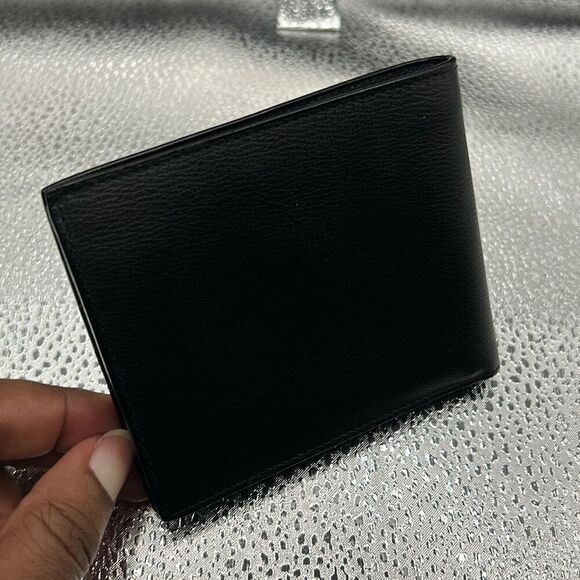 Salvatore Ferragamo Bifold Cardholder Wallet Solid Black Minimalist Classic - Picture 3 of 11